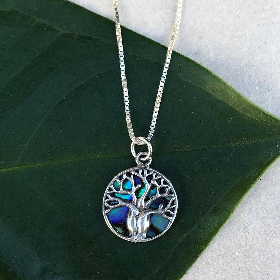Abalone Tree of Life Necklace - Sterling Silver, Indonesia