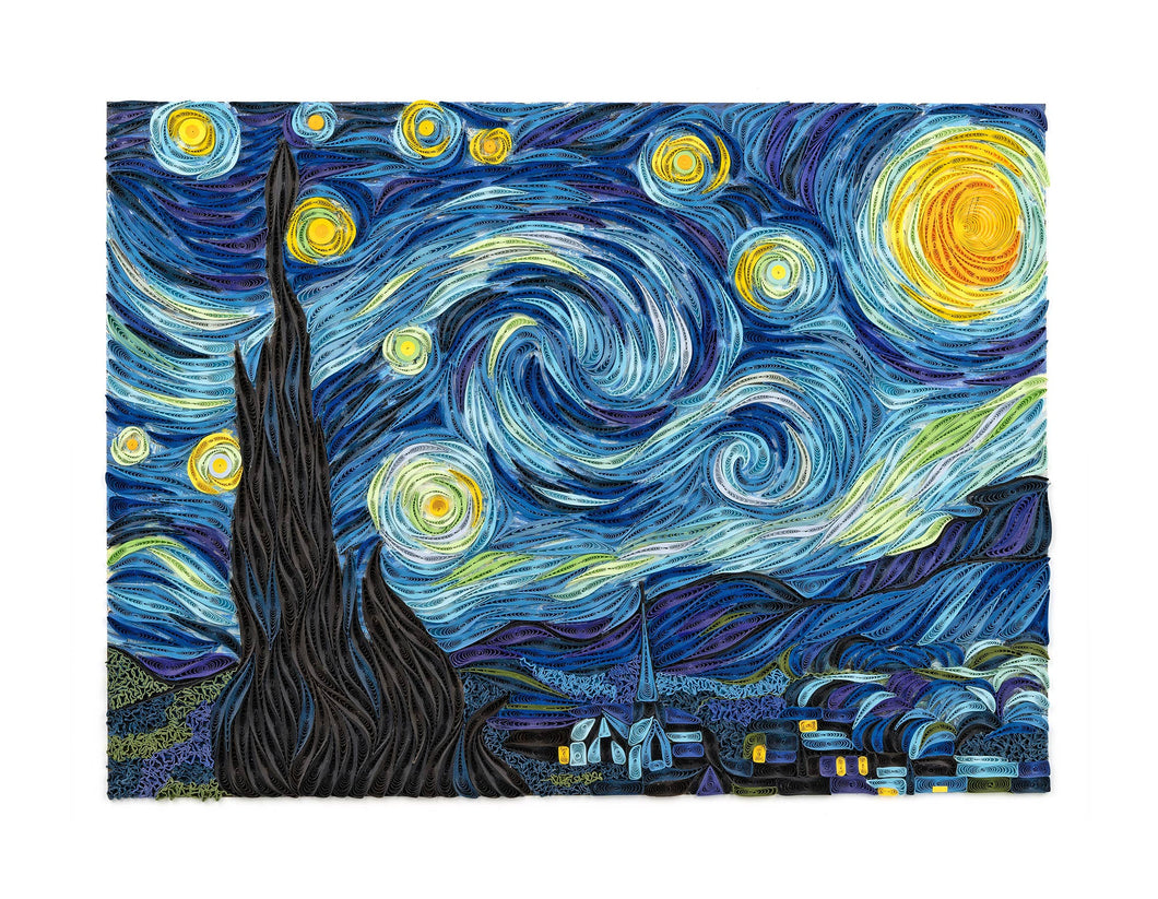 Quilled Starry Night, Van Gogh Wall Art (15 in. X 11in)