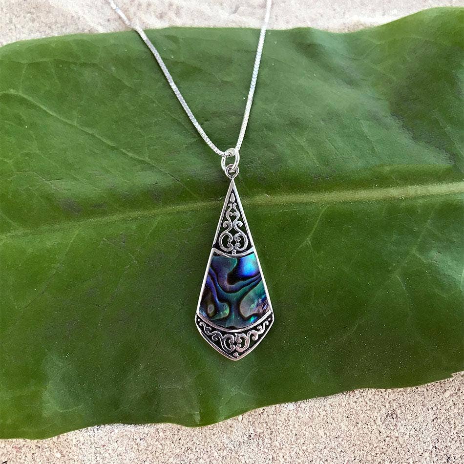 Abalone Filigree Necklace - Sterling Silver, Indonesia