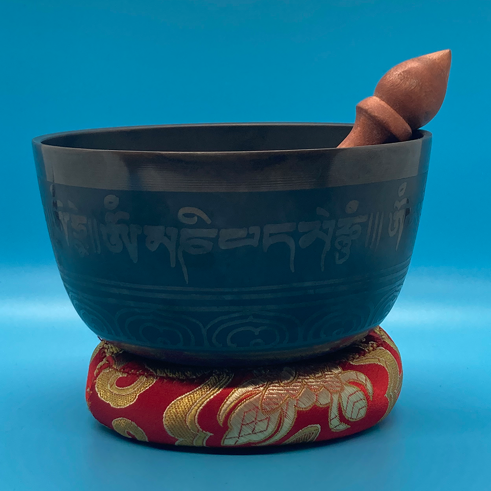 Dark Carved Singing Bowl
