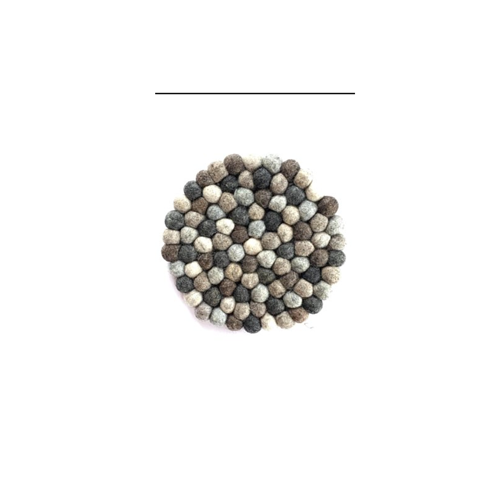 Round Felted Ball Trivet - Neutral
