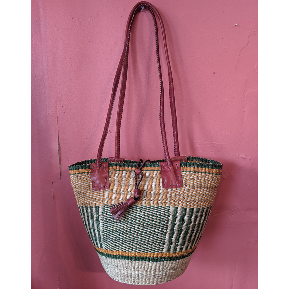 Handwoven Shoulder Bag Green/Orange