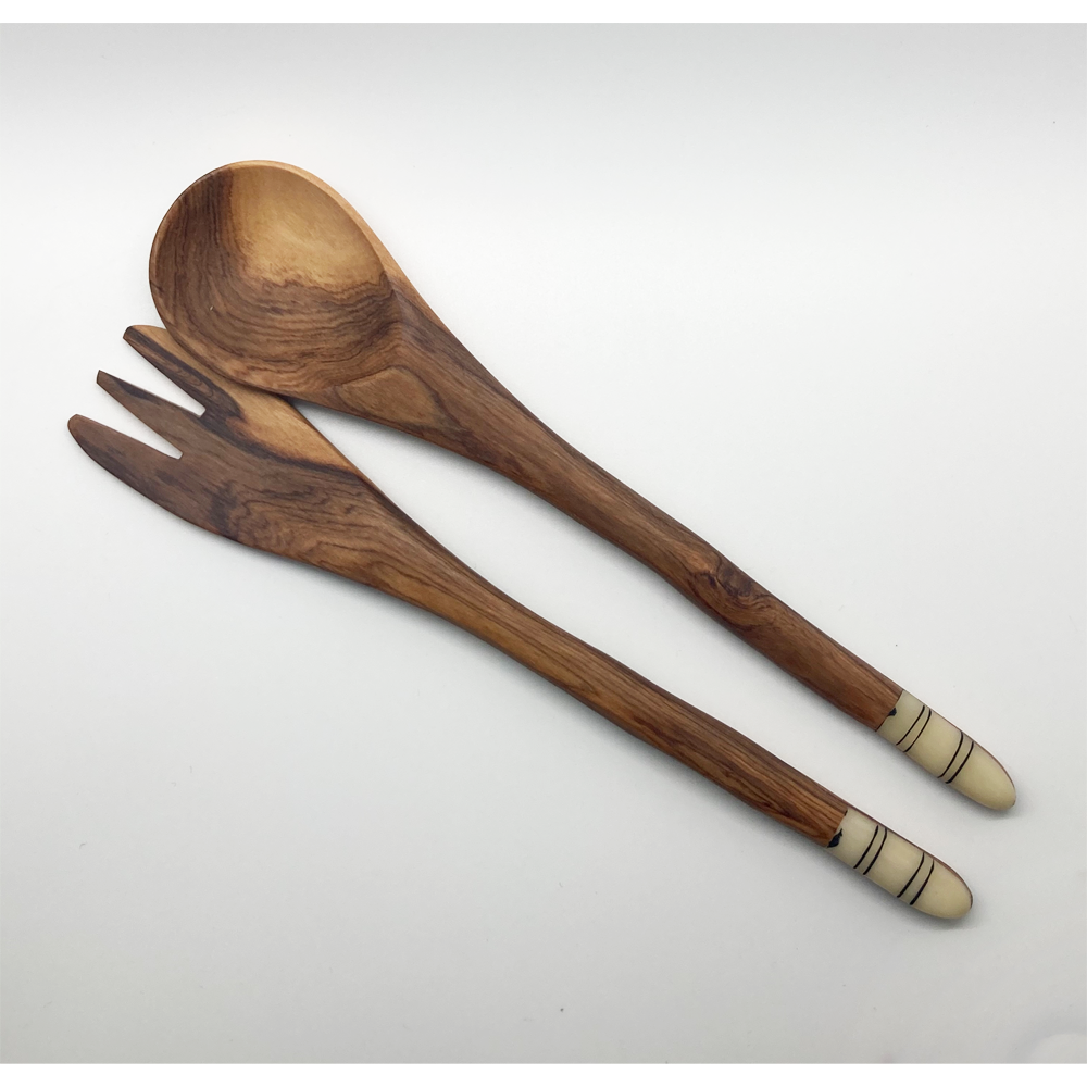 B&W Striped Salad Set