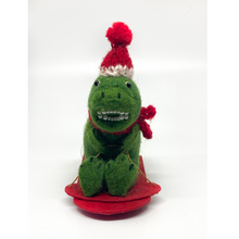 Load image into Gallery viewer, Sledding T-rex Ornament
