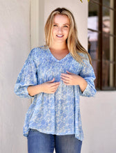 Load image into Gallery viewer, Alya Floral Top Block Printed Blue: Small / Blue
