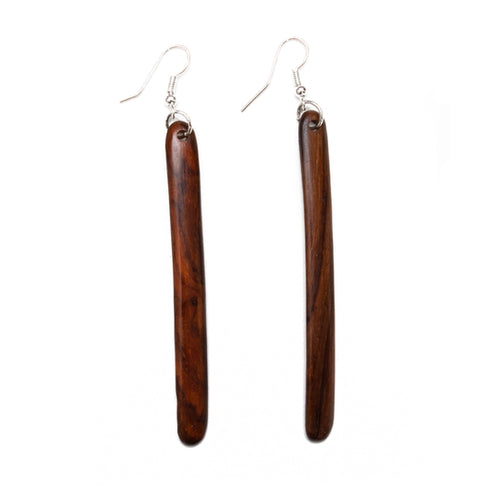 Wooden Linear Earrings Long