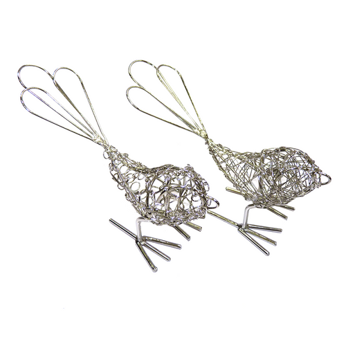 Mini Silver Wrapped Wire Birds