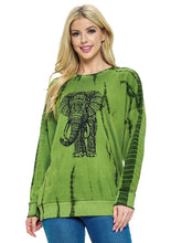 Load image into Gallery viewer, Pullover Top Boho Tie Dye Elephant Print: S/M / Gray / 60% Cotton 40% Polyester
