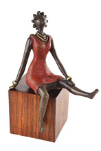 Load image into Gallery viewer, La Femme en Rouge Burkina Bronze Sculpture
