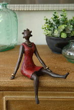 Load image into Gallery viewer, La Femme en Rouge Burkina Bronze Sculpture
