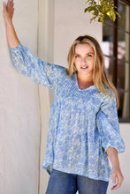 Load image into Gallery viewer, Alya Floral Top Block Printed Blue: Small / Blue
