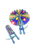 Load image into Gallery viewer, Assorted Small Ankara African Hand Fans with Blue Handles
