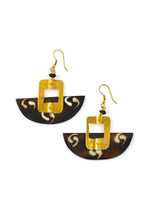 Load image into Gallery viewer, Assorted Batik Cow Bone &amp; Brass Ark Earrings from Kenya
