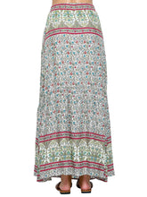 Load image into Gallery viewer, Skirt Floral Flowy With Pockets: L/XL / Beige / 100% Rayon
