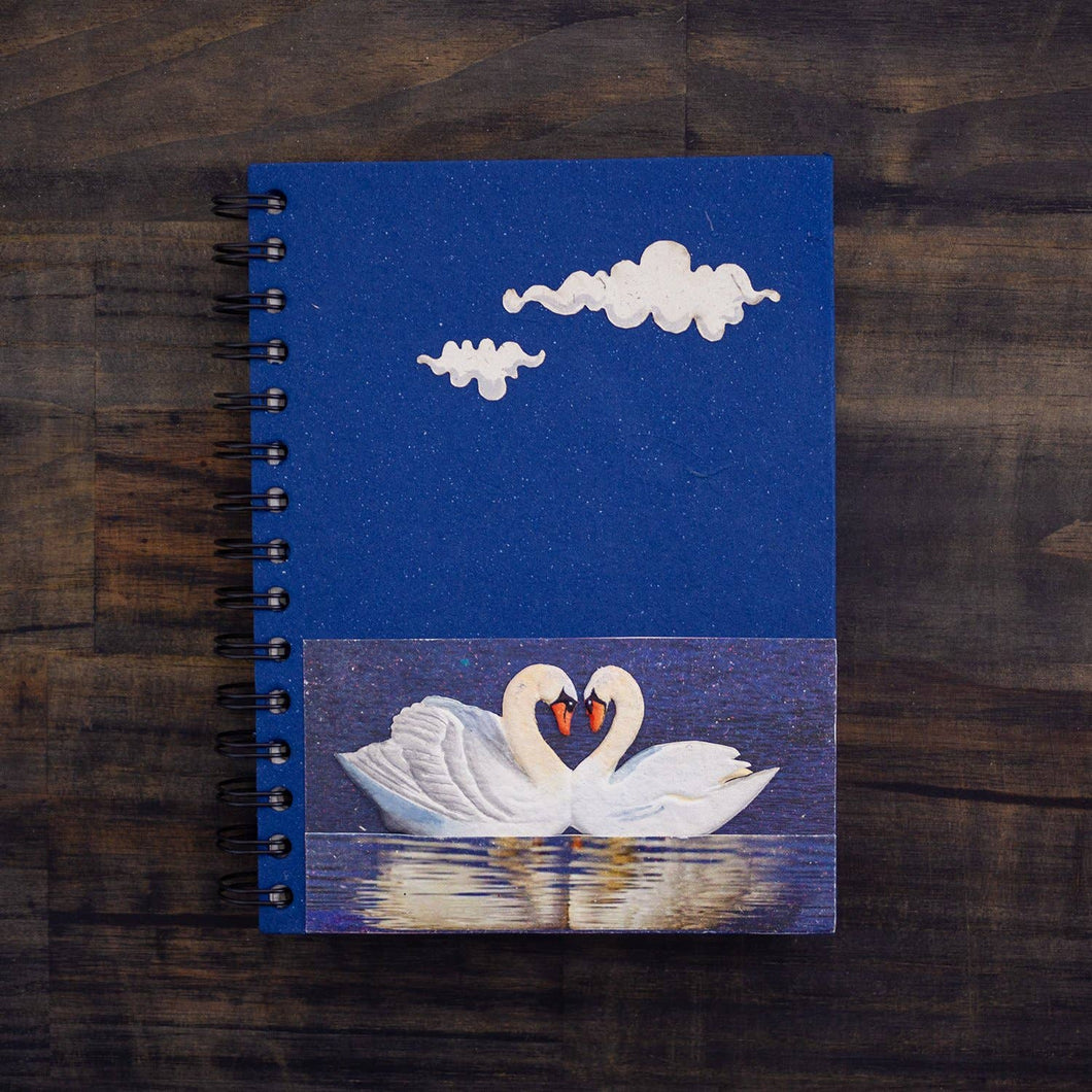 Large Notebook Swans Dark Blue (w): Default Title