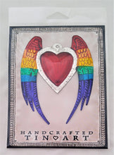 Load image into Gallery viewer, Tin Rainbow Heart With Angel Wings
