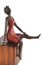 Load image into Gallery viewer, La Femme en Rouge Burkina Bronze Sculpture
