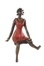 Load image into Gallery viewer, La Femme en Rouge Burkina Bronze Sculpture
