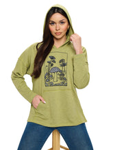 Load image into Gallery viewer, Hoodie Boho Mushrooms Print: S/M / Gray / 60% Cotton 40% Polyester
