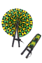 Load image into Gallery viewer, Assorted Ankara African Hand Fans with Black Leather Handles
