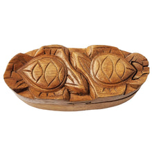 Load image into Gallery viewer, Turtles Carved Wooden Puzzle Box: 6&quot;x2&quot;x2.5&quot;
