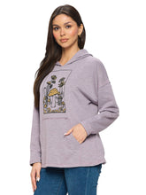 Load image into Gallery viewer, Hoodie Boho Mushrooms Print: S/M / Gray / 60% Cotton 40% Polyester
