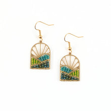 Load image into Gallery viewer, Sunrise Brass and Bead Earrings: Taupe
