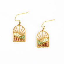 Load image into Gallery viewer, Sunrise Brass and Bead Earrings: Taupe
