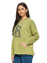 Load image into Gallery viewer, Hoodie Boho Mushrooms Print: S/M / Gray / 60% Cotton 40% Polyester
