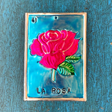 Load image into Gallery viewer, XL Rosa Loteria Tin Orn., Mexico: 9cm x 13cm
