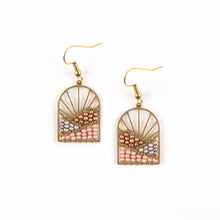 Load image into Gallery viewer, Sunrise Brass and Bead Earrings: Taupe
