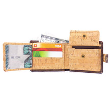 Load image into Gallery viewer, Sleek Bifold Cork Wallet with Snap Button BAG-2002: BAG-2002-E-Brown
