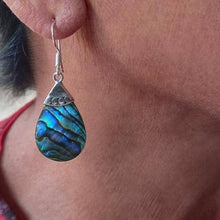 Load image into Gallery viewer, Abalone Teardrop Earrings - Sterling Silver, Indonesia
