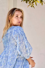 Load image into Gallery viewer, Alya Floral Top Block Printed Blue: Small / Blue
