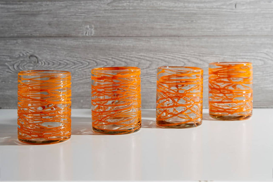 Orange Swirl Glasses 4 Pack