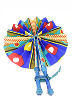 Load image into Gallery viewer, Assorted Small Ankara African Hand Fans with Blue Handles
