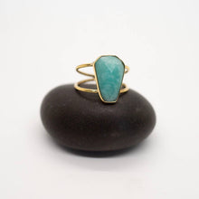 Load image into Gallery viewer, Brass Amazonite Ring: 6
