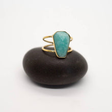 Load image into Gallery viewer, Brass Amazonite Ring: 9
