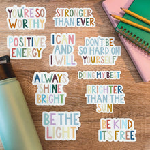 Load image into Gallery viewer, Don&#39;t Be So Hard on Yourself Positivity Lettering Sticker
