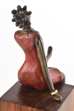 Load image into Gallery viewer, La Femme en Rouge Burkina Bronze Sculpture
