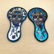 Load image into Gallery viewer, Blue  Flower Skull Hand Mirror, Peru
