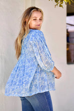 Load image into Gallery viewer, Alya Floral Top Block Printed Blue: Small / Blue
