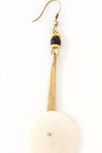 Load image into Gallery viewer, White Cow Bone &amp; Brass YoYo Earrings from Kenya
