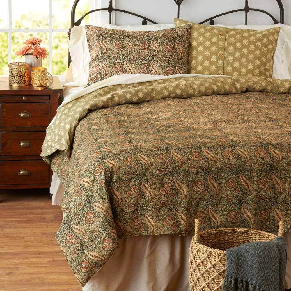 Kalamkari Sage Duvet Cover - Queen