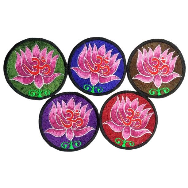 Embriodery Patches (Pack Of Five)- Om Lotus: PACK OF FIVE