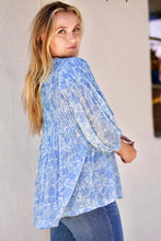 Load image into Gallery viewer, Alya Floral Top Block Printed Blue: Small / Blue
