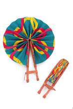 Load image into Gallery viewer, Assorted Ankara African Hand Fans with Brown Leather Handles
