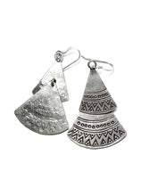 Load image into Gallery viewer, Carved Triangle Tribal Earrings
