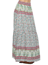 Load image into Gallery viewer, Skirt Floral Flowy With Pockets: L/XL / Beige / 100% Rayon
