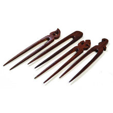 Load image into Gallery viewer, Woodcut Hair Pins Set of 4 - Hand Carved Wood
